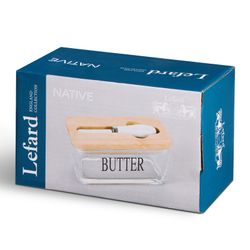 МАСЛЕНКА LEFARD "NATIVE" С ДЕР. КРЫШКОЙ, НОЖОМ ДЛЯ МАСЛА 16*9*8,5 СМ (КОР=18ШТ.)