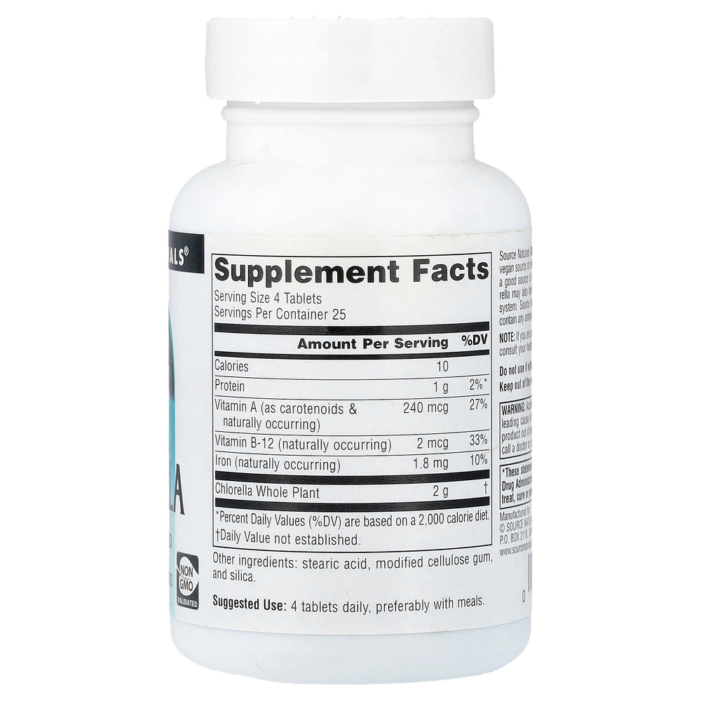 Source Naturals, хлорелла, 500 мг, 100 таблеток