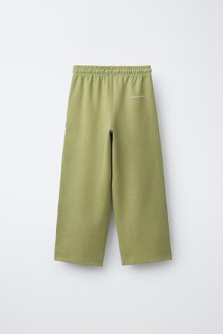 ZARA БРЮКИ STRAIGHT ИЗ МЯГКОЙ ТКАНИ INTERLOCK, ЛИНЯЛЫЙ ХАКИ