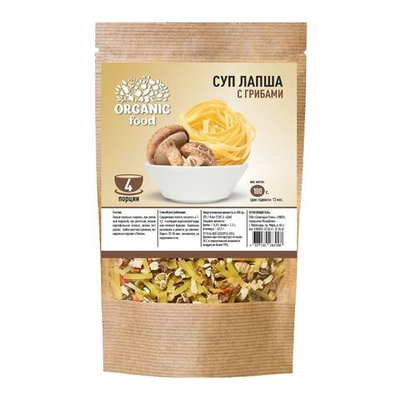 Organic Food Суп-лапша с грибами, 100 гр