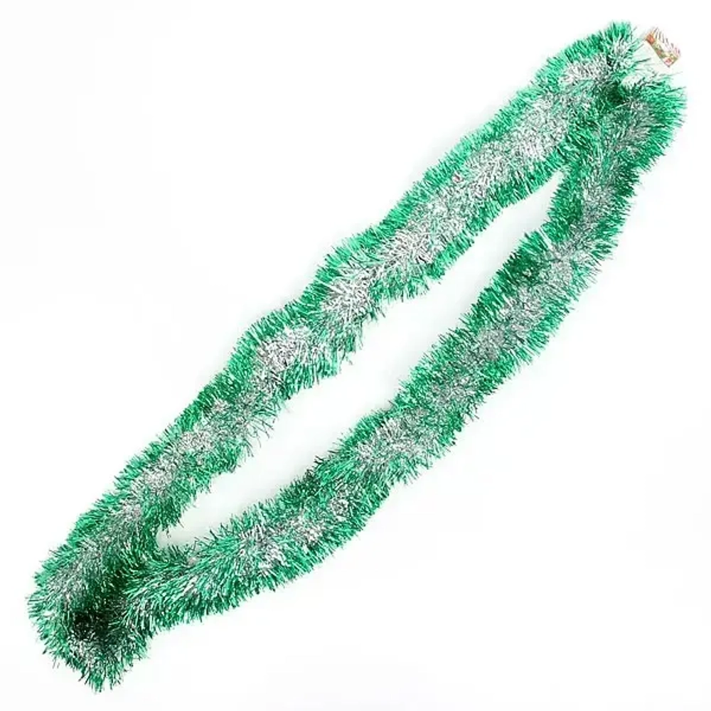 Мишура 2м 9см «Серебряный блеск» зеленый