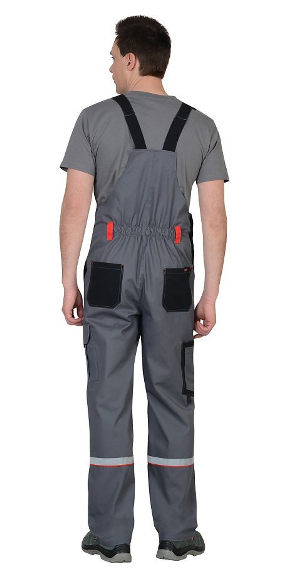 Полукомбинезон "СТАН" серый с черной и красной отделкой