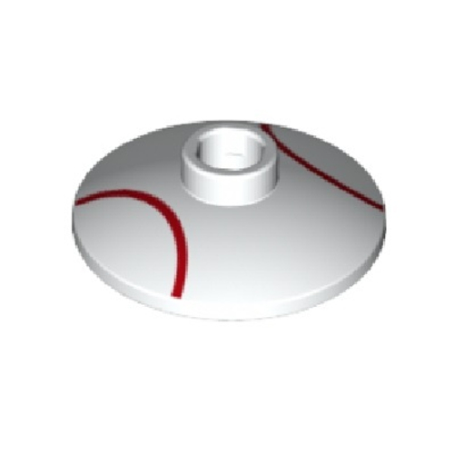 Перевернутая тарелка 2 x 2 (радар) с красными бейсбольными линиями  4740pb016