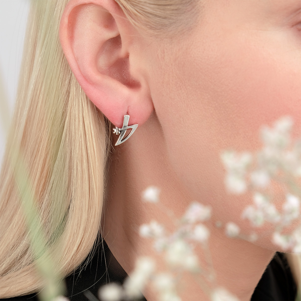 "Лиллон" серьги в серебряном покрытии из коллекции "Ералаш" от Jenavi с английским замком