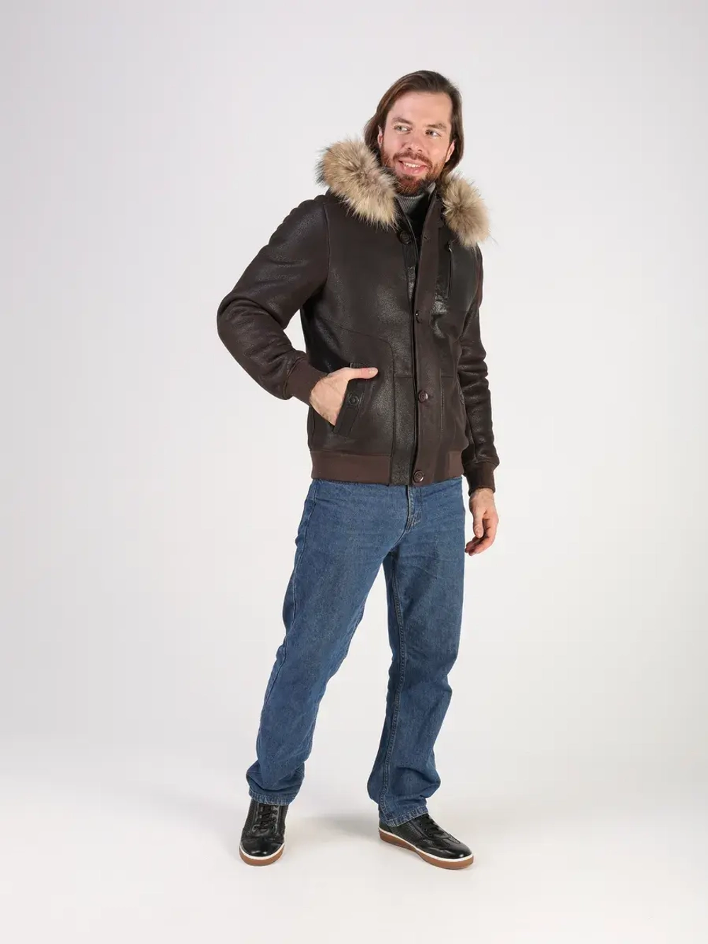 Дубленка натуральная куртка зимняя с капюшоном