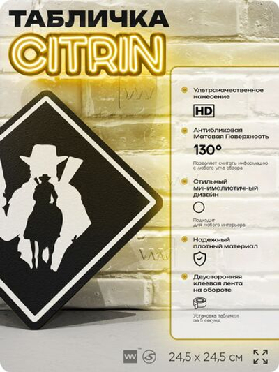 Табличка декоративная "Red Dead Redemption" на дверь и стену, прикольная штука в подарок геймеру, декоративный знак, 24,5х24,5 см, Айдентика Технолоджи