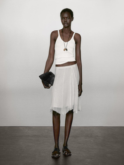 Massimo Dutti Топ из 100% хлопка, натуральный, кремовый