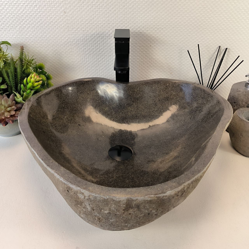 Каменная раковина из речного камня RS-05380 (53*49*15) 0857 из натурального камня