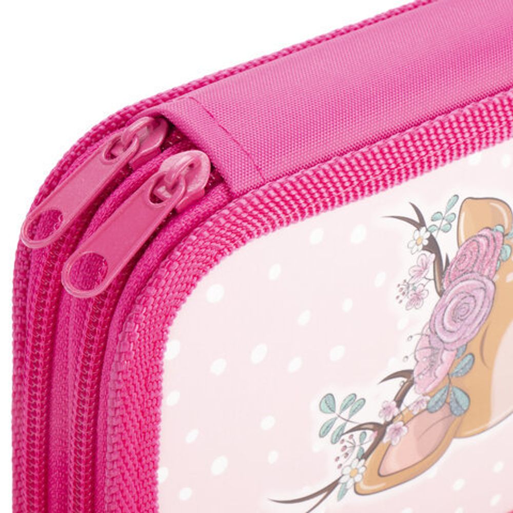 Пенал ЮНЛАНДИЯ, 2 отделения, ламинированный картон, блестки, 19х11 см, Fawn, 270173