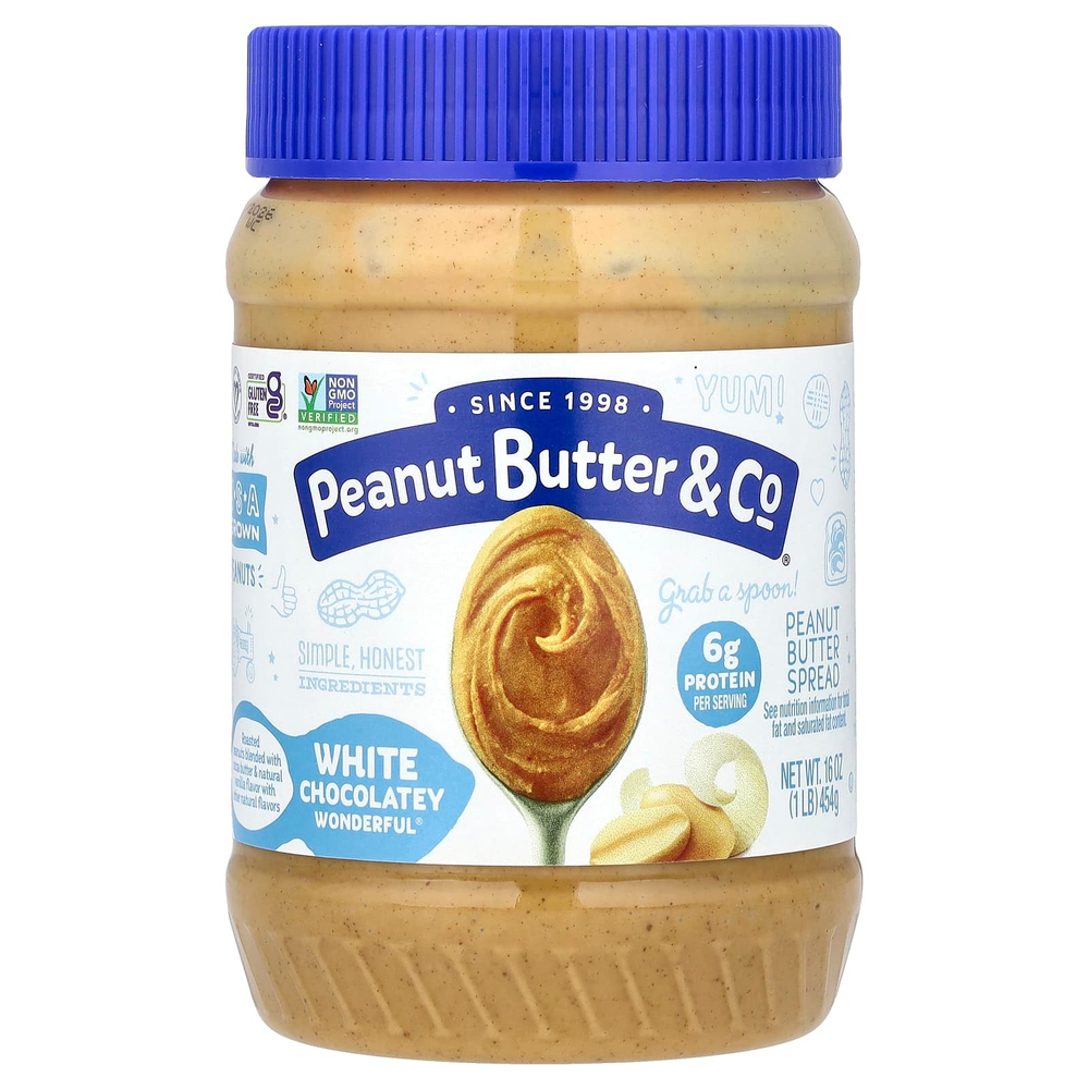 Peanut Butter & Co., White Chocolate Wonderful, арахисовое масло, смешанное со сладким белым шоколадом, 454 г