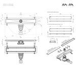 Трап для душа линейный, универсальный затвор Tile, 50 см AM.PM MasterFlow W01SC-U11-050-04BM