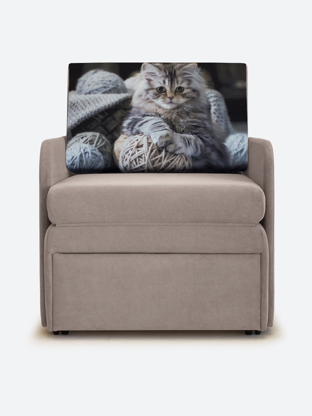 Кресло-кровать "Миник" с подлокотниками, купон Котенок в клубках
