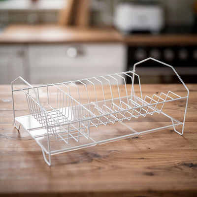 Сушилка для посуды "Мини с карманом" 155*225*370мм с поддоном, белая
