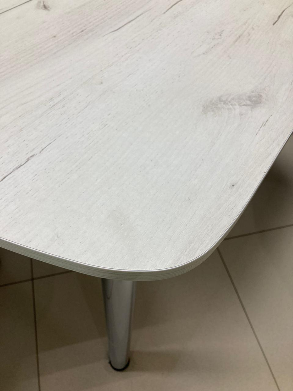 Стол неразд ЛДСП подстолье прямое хром Царг.пояс дуб крафт белый Ст-ца дуб крафт белый