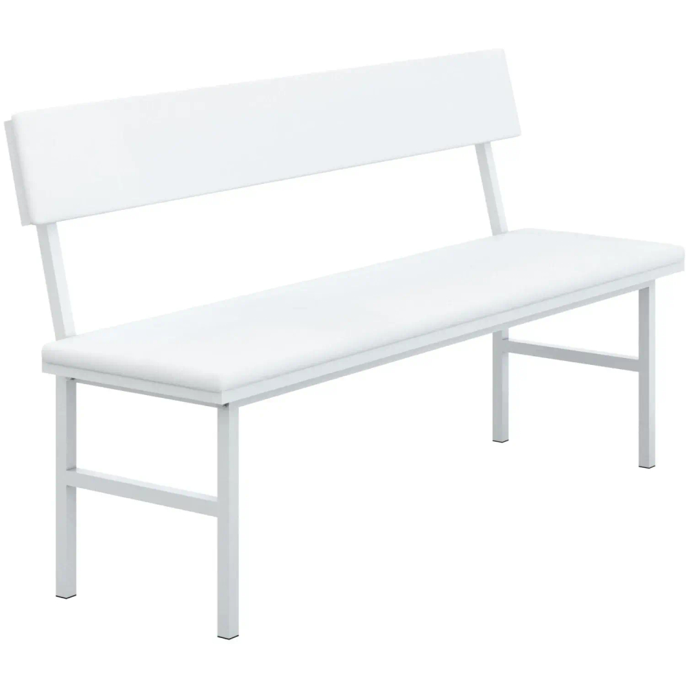 Банкетка MEG_со спинкой НУМЛ-МСК БЛ (код МСК-208) обивка белая