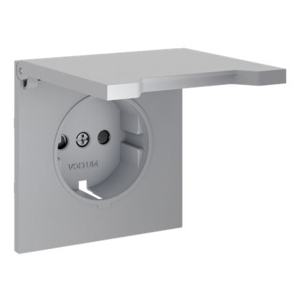 Накладка для розетки с заземлением, защитными шторками и крышкой, S70 (серый)
