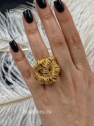 Кольцо объемное Скиапар. "Золотая пружинка"