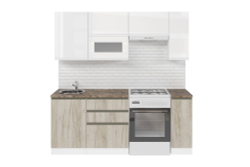 Кухонный гарнитур Антика базис 2400 мм (Белый глянец/Дуб браун, Аламбра темная)