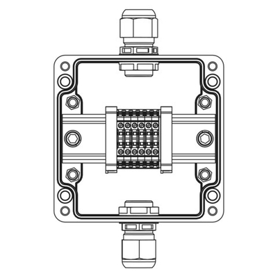 Взрывозащищенная клеммная коробка из полиэстера TBE-P-03-(6xCBC.2)-1xPABMP(A)-1xPABMP(C)1Ex e IIC Т5 Gb / Ex tb IIIC T95°C Db IP66