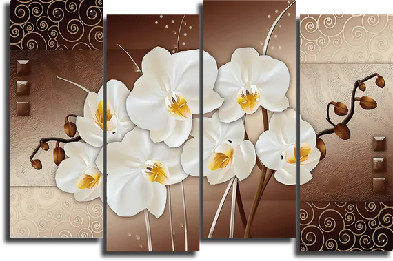 Модульная картина "Белые орхидеи"