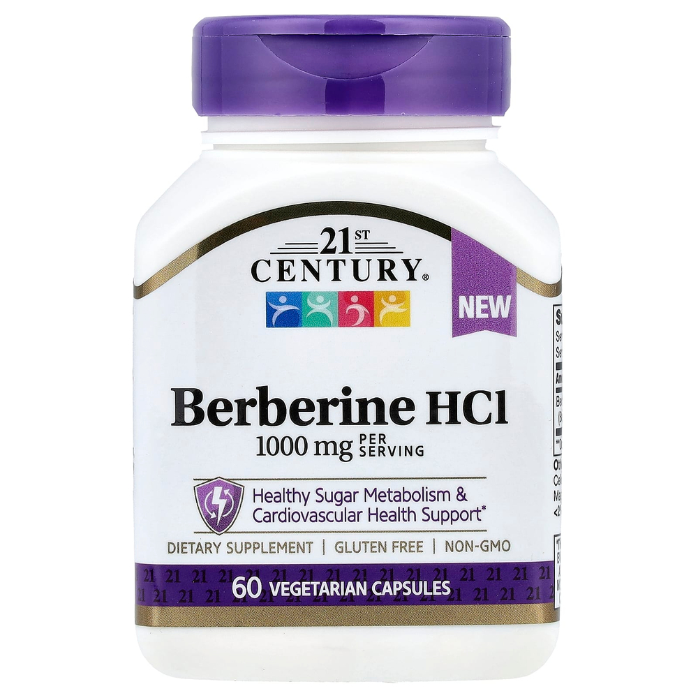 21st Century, берберин гидрохлорид, 60 вегетарианских капсул (500 мг в 1 капсуле)