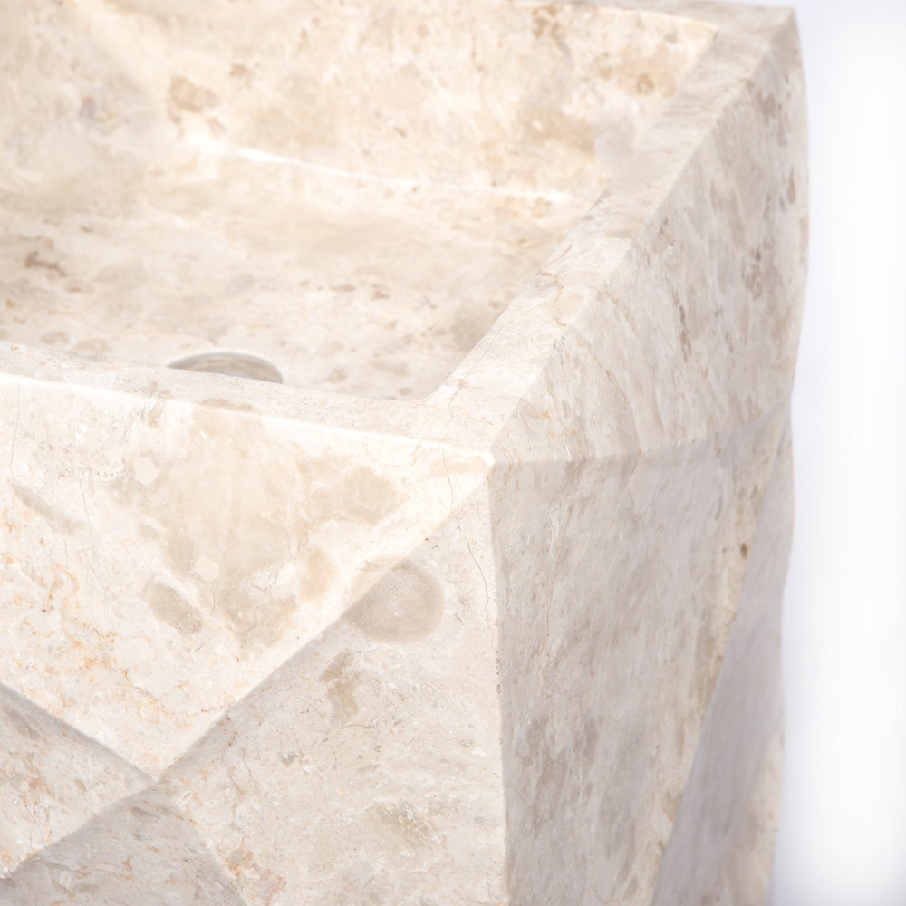 Раковина напольная из мрамора Square Acak Cream RN-01700 (50*50*90 см)