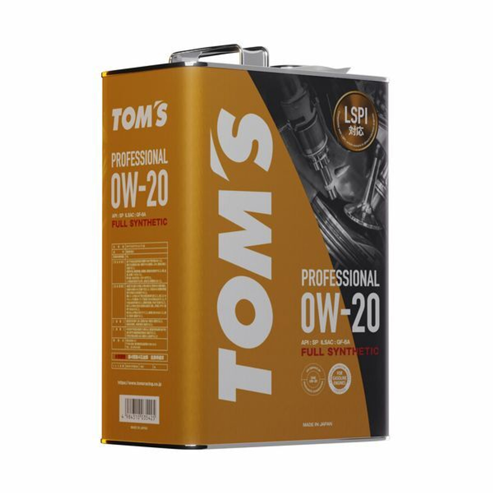 Масло моторное TOM`S PROFESSIONAL 0w20 SP GF-6A 4L 00410TP02004