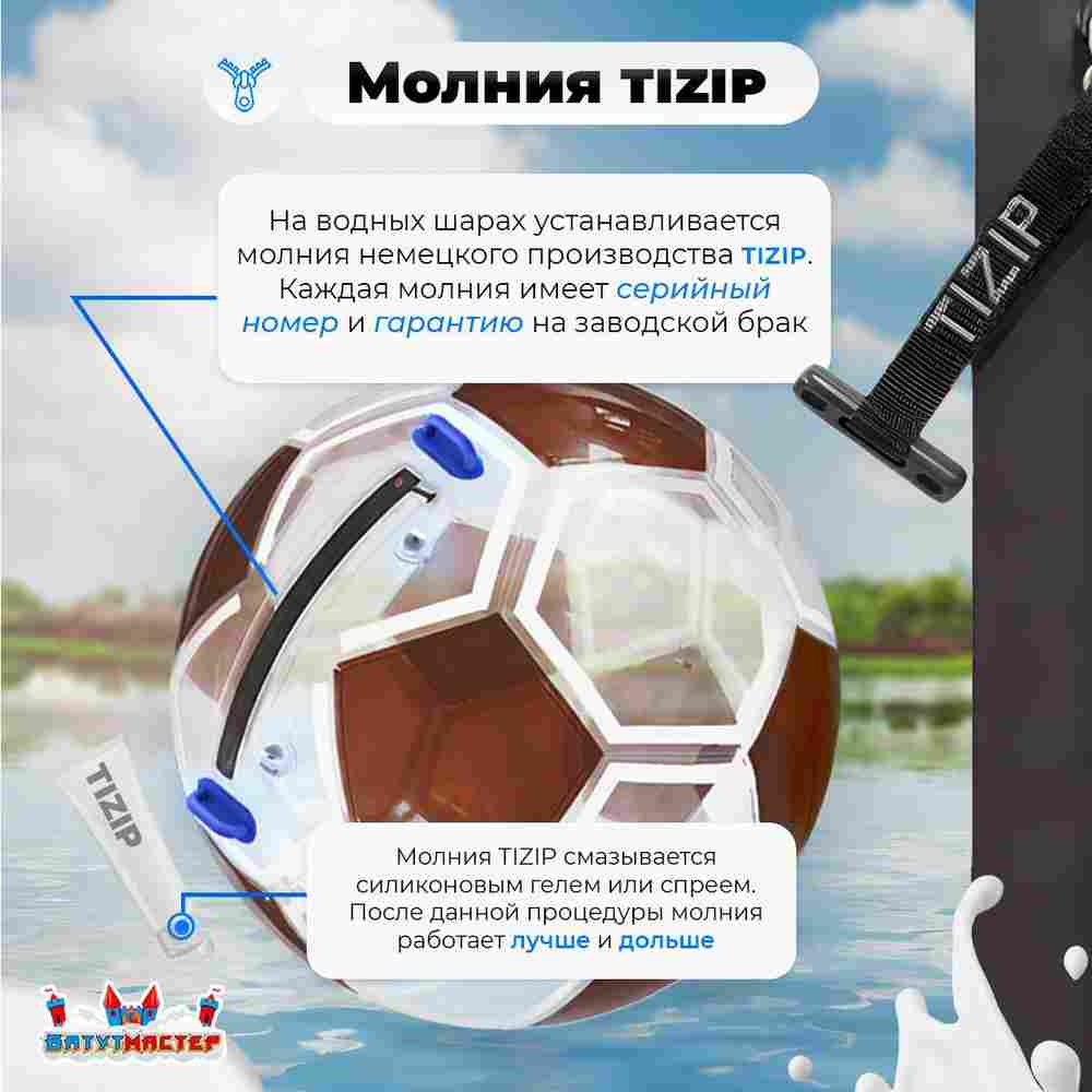 Аттракцион Водный шар ПВХ «Футбольный мяч» 2*2*2 м