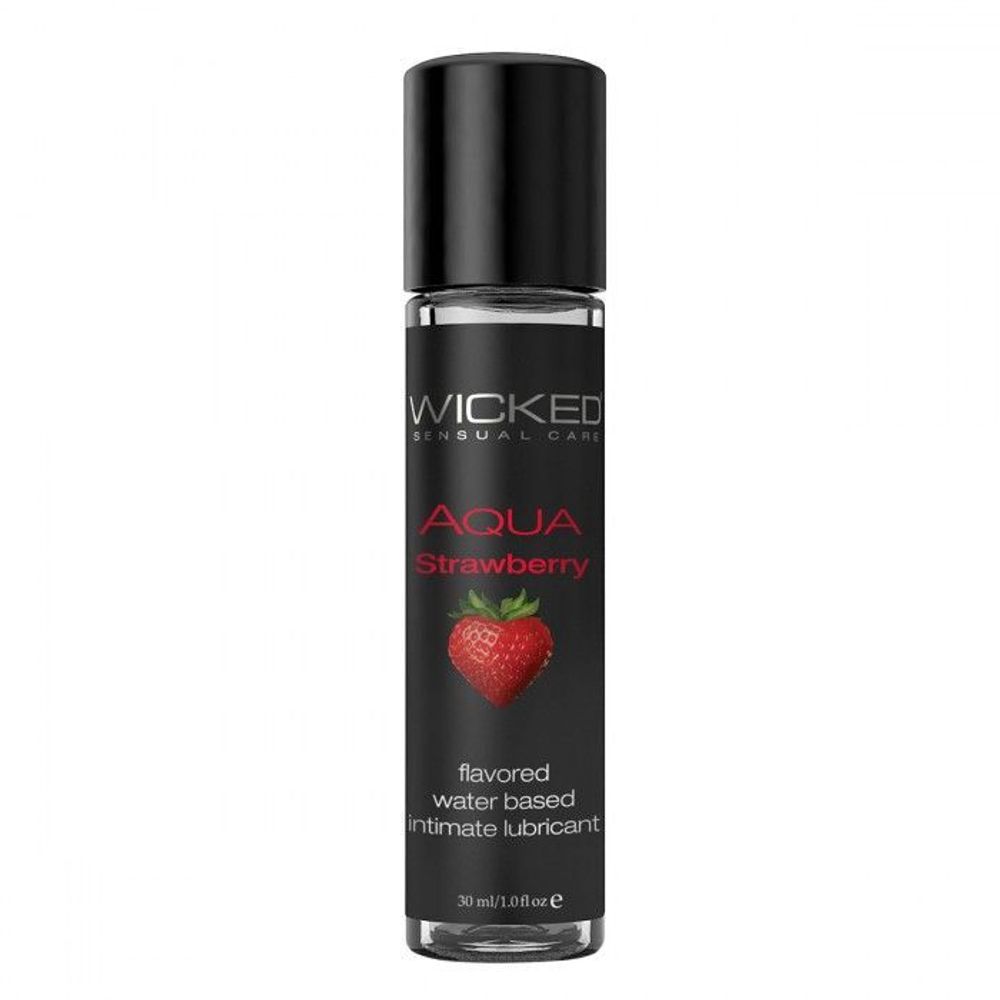 Лубрикант с ароматом клубники Wicked Aqua Strawberry - 30 мл.