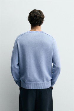 ZARA ЛЕГКИЙ СВИТЕР ИЗ СМЕСОВОГО ХЛОПКА, ЯРКО-СИНИЙ