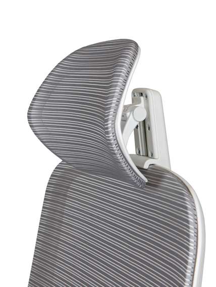 Кресло офисное Норден / Бэст вайт / Best white / белый пластик / серая сетка / серая ткань /база хром