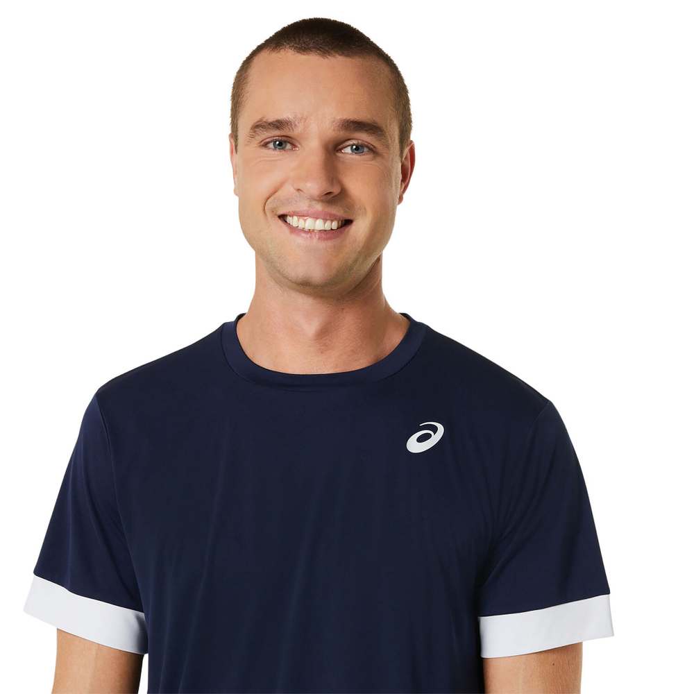 Мужское теннисное поло ASICS Court Shortsleeve Tee T-Shirt Men - Dark Blue, White