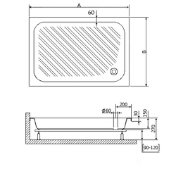 Душевой поддон прямоугольный RGW B/CL-S 90-120