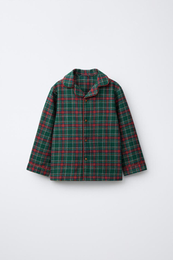 ZARA ФЛАНЕЛЕВАЯ ПИЖАМА В КЛЕТКУ, ЗЕЛЕНЫЙ