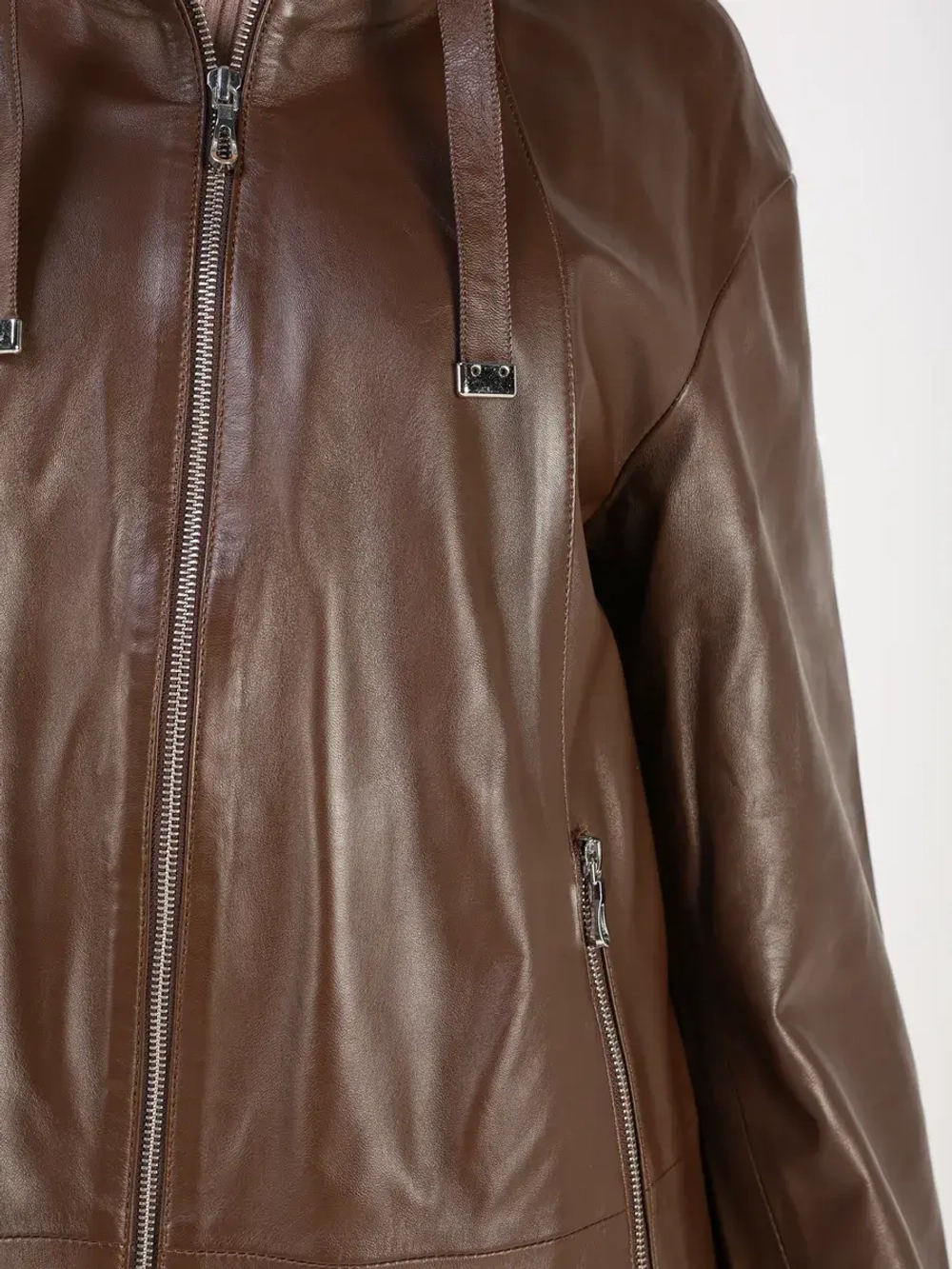 Кожаная куртка демисезонная с капюшоном