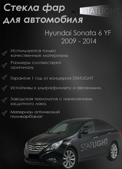 Стекло левой фары для автомобиля Hyundai Sonata 6 YF 2009 - 2014