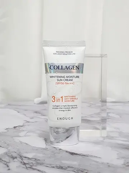ENOUGH - КРЕМ ДЛЯ ЛИЦА СОЛНЦЕЗАЩИТНЫЙ С МОРСКИМ КОЛЛАГЕНОМ COLLAGEN 3 IN 1 WHITENING MOISTURE SUN СREAM SPF50 PA+++, 50 МЛ