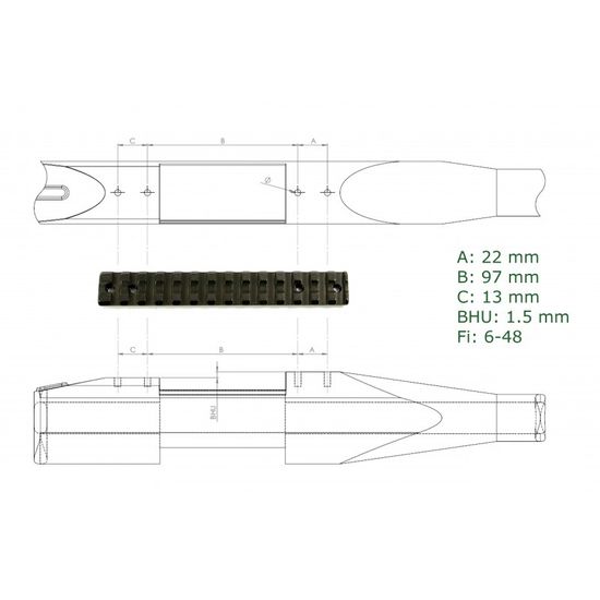 Планка APEL на VERNEY-CARRON L E=97 - Picatinny  (83-00226)