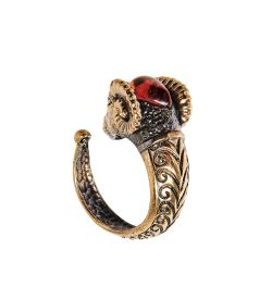 AM-2477 Кольцо «Овен» (латунь, янтарь)