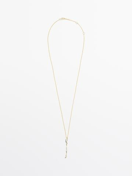 Massimo Dutti Подвеска со стразами, золотистый