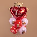 Шар (12''/30 см) Влюбленные мишки, Розовый/Красный, пастель, 5 ст, 25 шт.