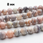 Бусины Агат Ботсвана розовый, диаметр 8,3-8,4 мм, цена за 11-12 шт (1/4 нити)