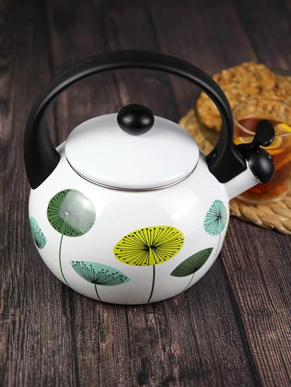 Чайник 2,2 л. эмалированный со свистком Kamille KM 1031 с черной бакелитовой ручкой