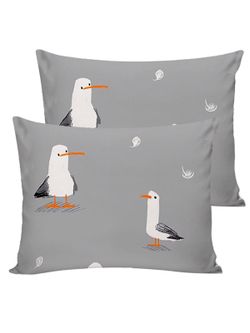 Постельное белье перкаль Сказка "Морская птица" семейное Наволочка 50х70 см 2 шт Простынь на резинке 160x200 см Пододеяльник 145x215 см 2шт