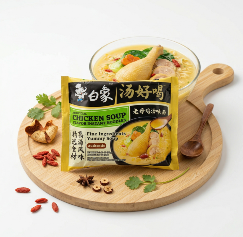 Лапша б/п со вкусом куриного супа 111 гр, Белый слон