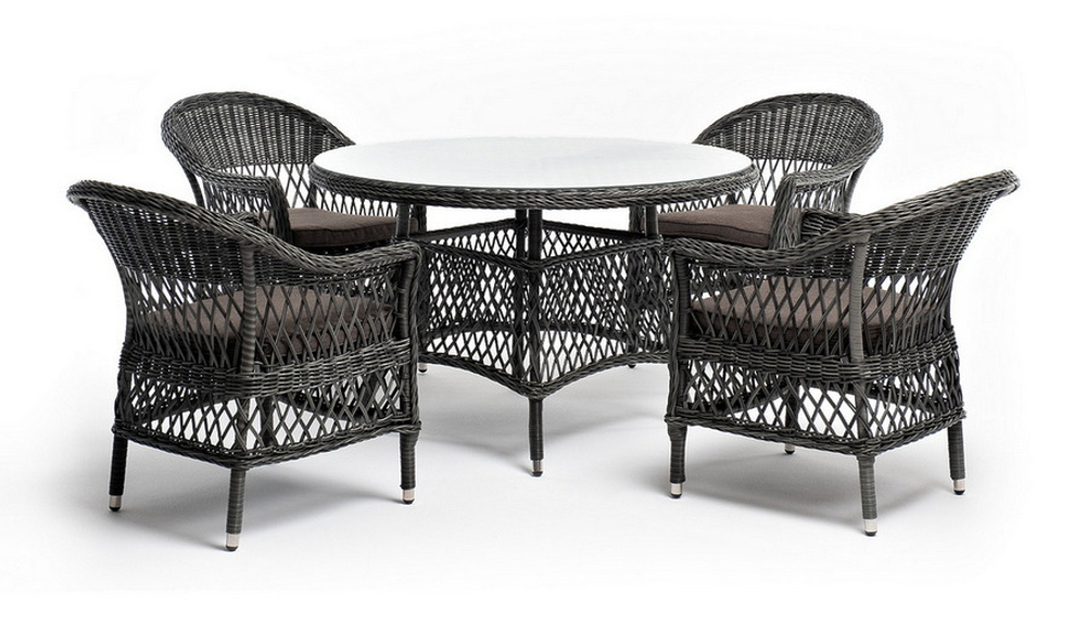 "Дольче" обеденная группа из искусственного ротанга, цвет графит
