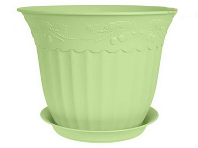 Кашпо для цветов пластиковое d-36см 16л «Дубок» с поддоном фисташка