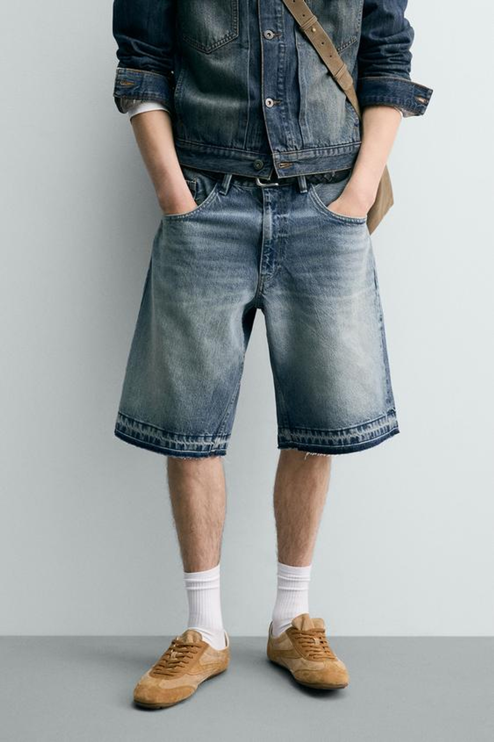 ZARA ДЖИНСОВЫЕ ШОРТЫ RELAXED FIT, СИНИЙ