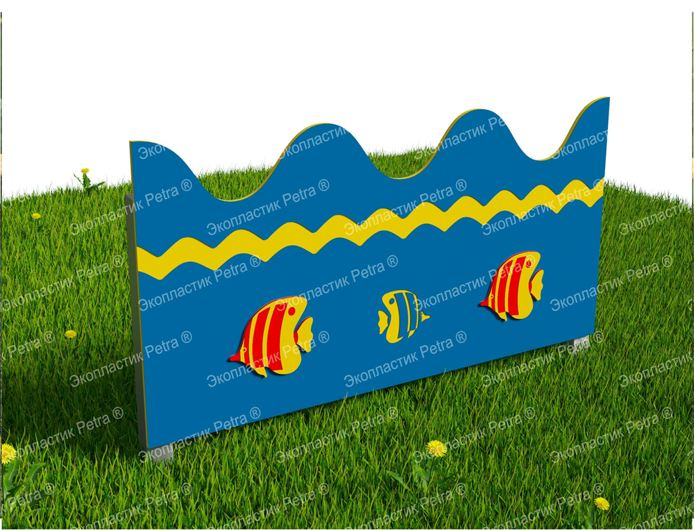Забор уличный из экопластика Подводный мир, секция 1000х490 мм