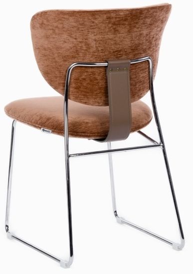 Обеденный стул Murten мягкая терракотовая обивка, металлический каркас хром